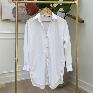Zara white button down shirt loose fit XS